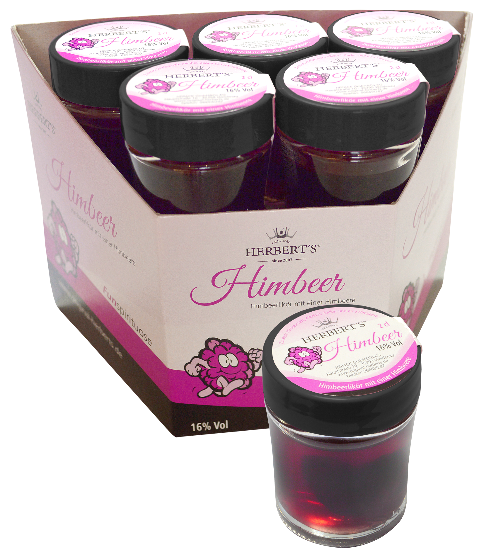 Herbert's Himbeere 2cl-Gläschen (Pack mit 10 Gläschen) Herbert's Himbeere 2cl-Gläschen (Pack mit 10 Gläschen)