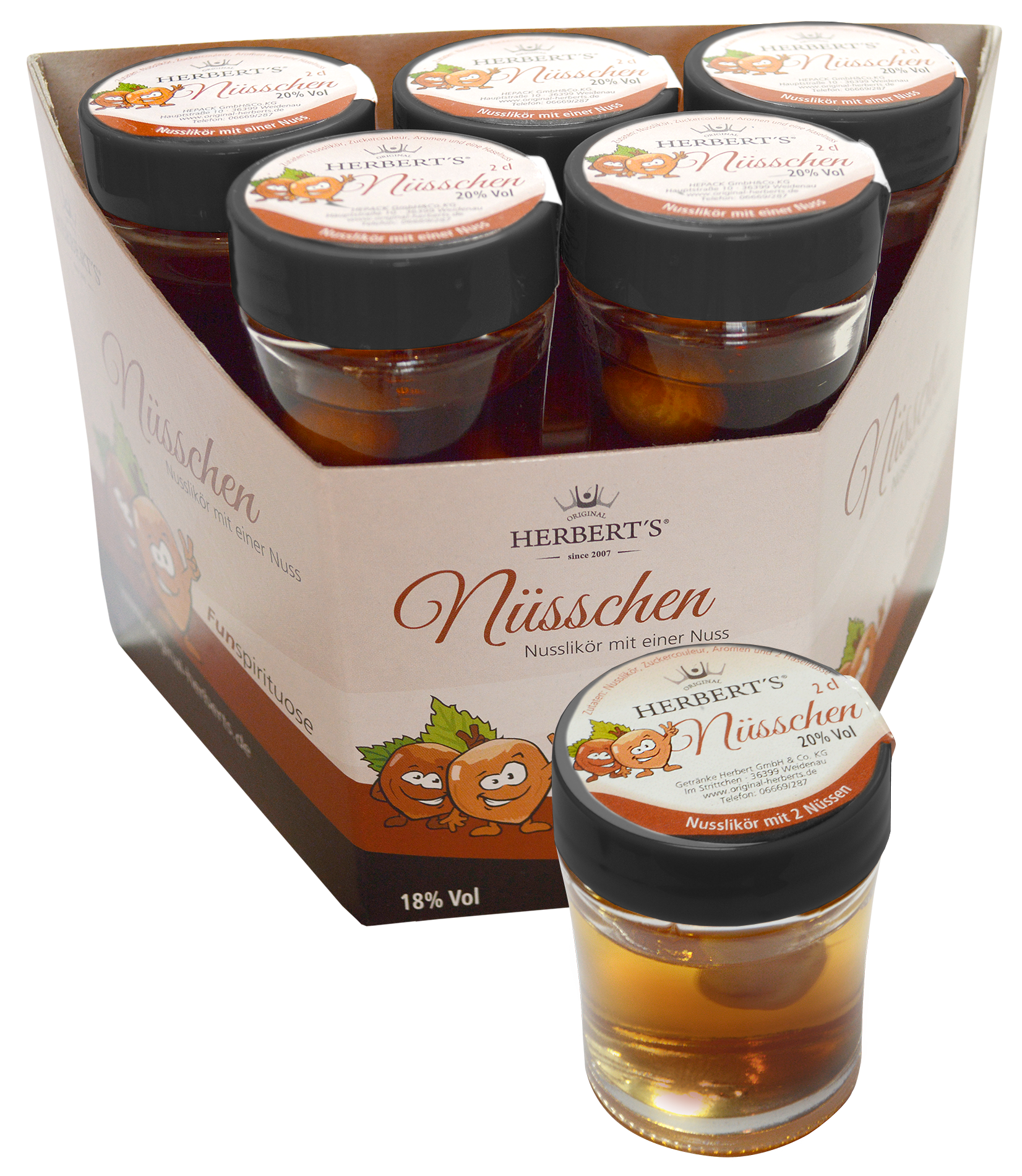 Herbert's Nüsschen 2cl-Gläschen (Pack mit 10 Gläschen) Herbert's Nüsschen 2cl-Gläschen (Pack mit 10 Gläschen)